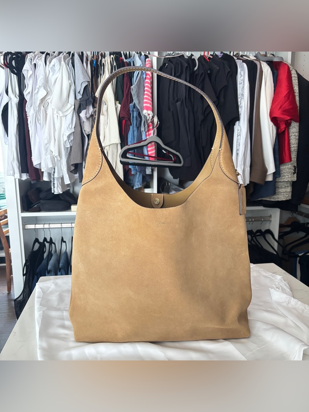 NWOT Coach Brooklyn Shoulder Bag 39 in Suede (Sand) CW636 - Picture 13 of 14